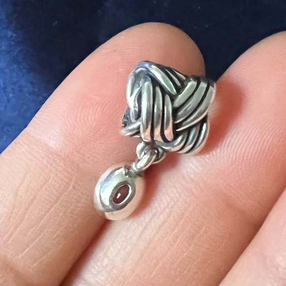 Retired Pandora Tied Together Sterling Silver Dangle Charm With Pink Amethyst - Picture 7 of 11